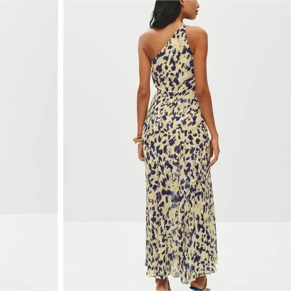 Shona Joy Abstract Chiffon Gown SIZE 4 One Shoulder Dress Formal Designer $480 - Picture 2 of 13